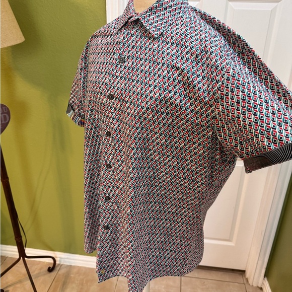 Robert Graham Red and Blue Casual Button Down Shirt - Picture 13 of 16